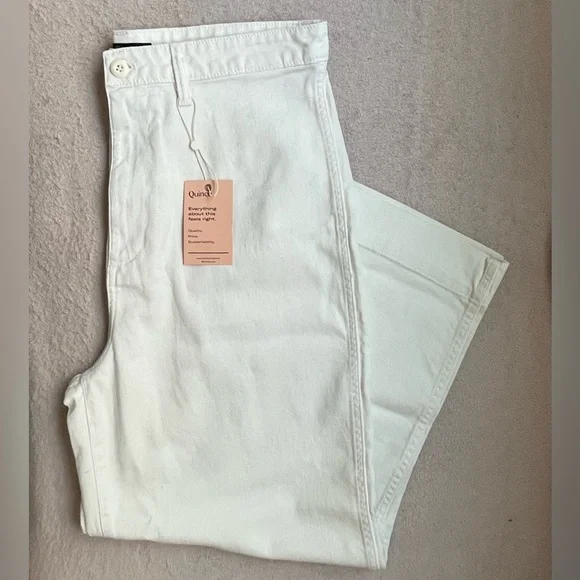 Quince Cotton Crop Wide-Leg Pant Jeans-Women’s 27 & 32-White-Ivory-Casual-Classy - Picture 5 of 5